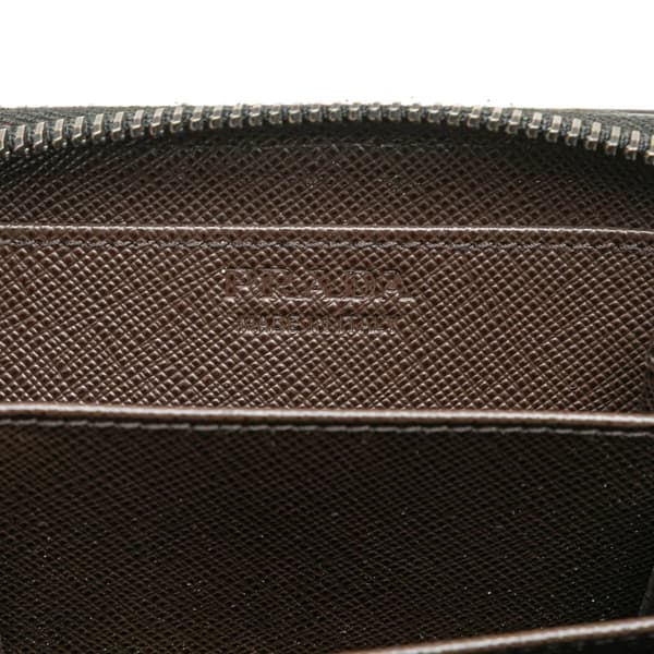 Pre-owned Prada Saffiano Zip Coin Pouch Black