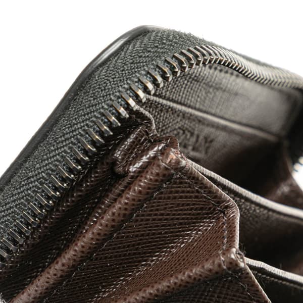 Pre-owned Prada Saffiano Zip Coin Pouch Black