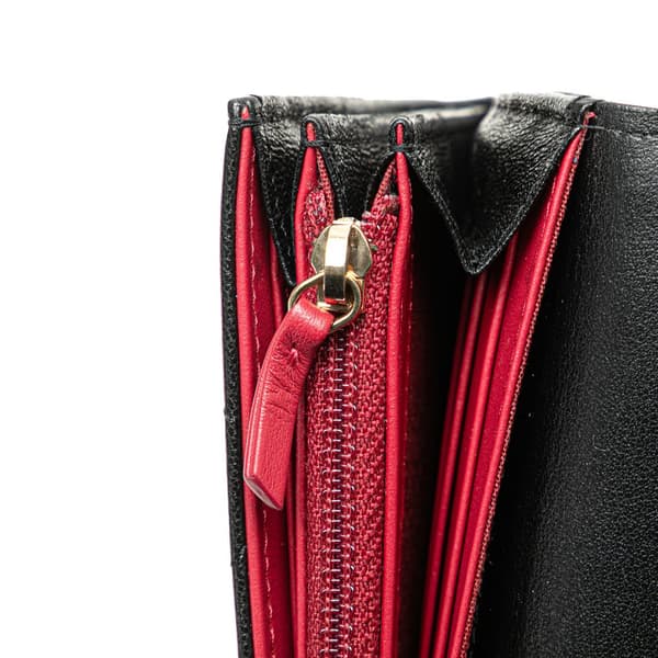 Pre-owned Chanel Lambskin 19 Flap Long Wallet Black