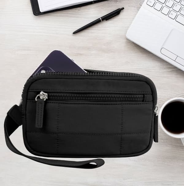 INF Chic svart polyester clutch-lommebok for kvinner - Stilig og kompakt