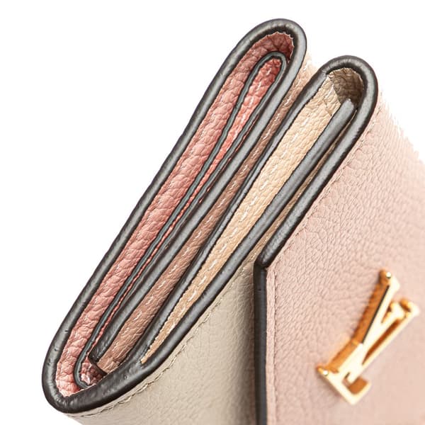 Pre-owned Louis Vuitton Leather Lockmini Wallet Pink