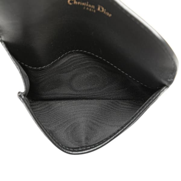 Pre-owned Dior Goatskin Cosmos Saddle Zipped Card Holder Black