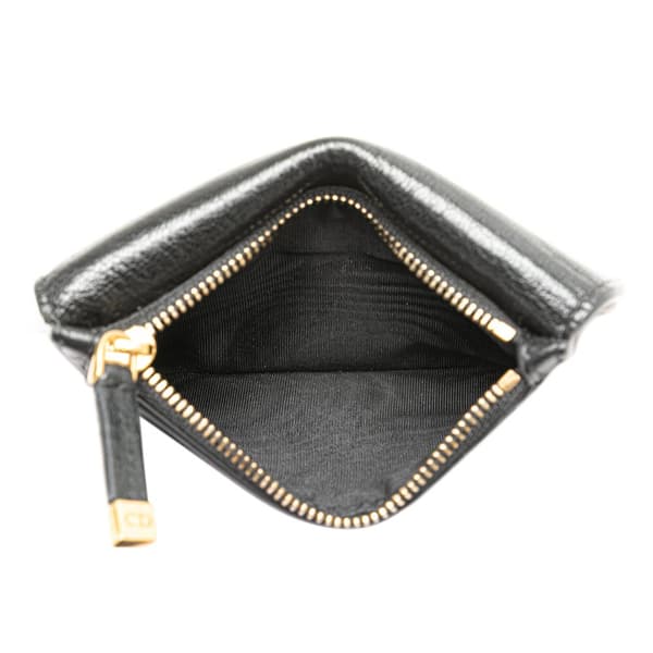 Pre-owned Dior Goatskin Cosmos Saddle Zipped Card Holder Black