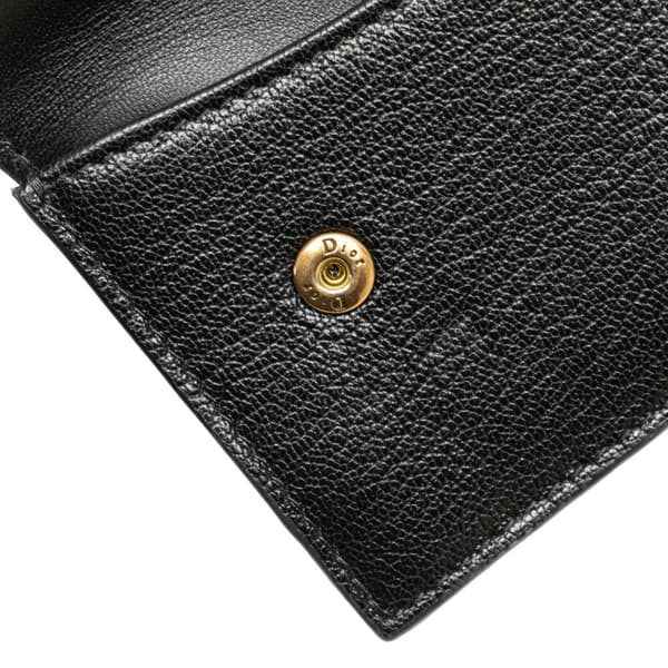 Pre-owned Dior Goatskin Cosmos Saddle Zipped Card Holder Black