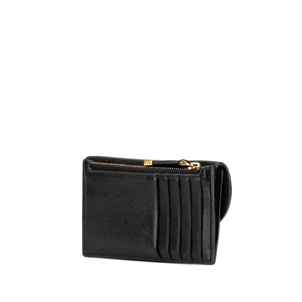 Pre-owned Dior Goatskin Cosmos Saddle Zipped Card Holder Black