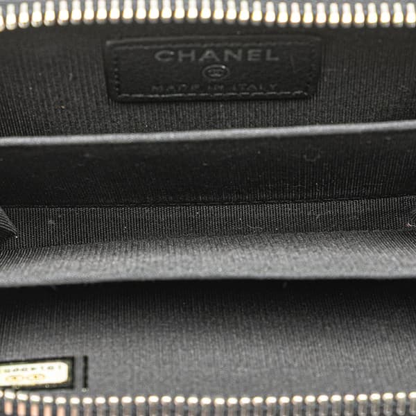 Pre-owned Chanel CC Quilted Calfskin Wild Stitch Zip Coin Purse Black