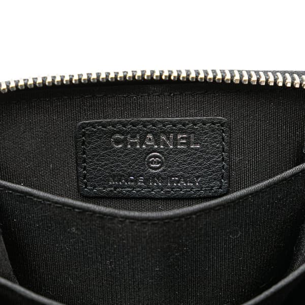 Pre-owned Chanel CC Quilted Calfskin Wild Stitch Zip Coin Purse Black