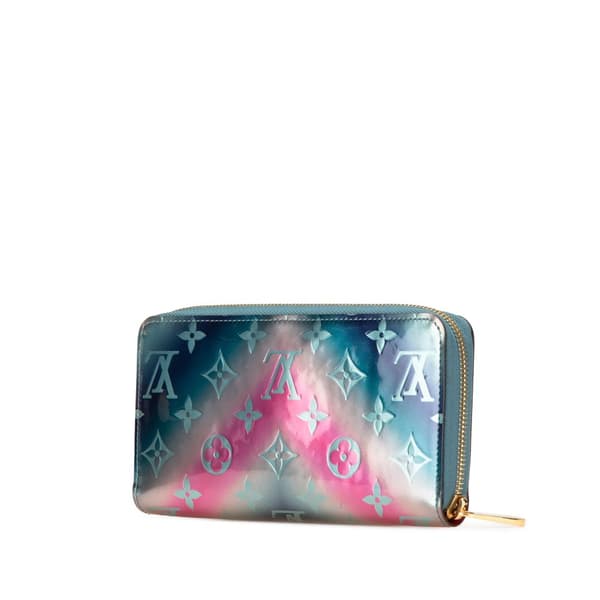Pre-owned Louis Vuitton Metallic Monogram Vernis Degrade Zippy Long Wallet Blue