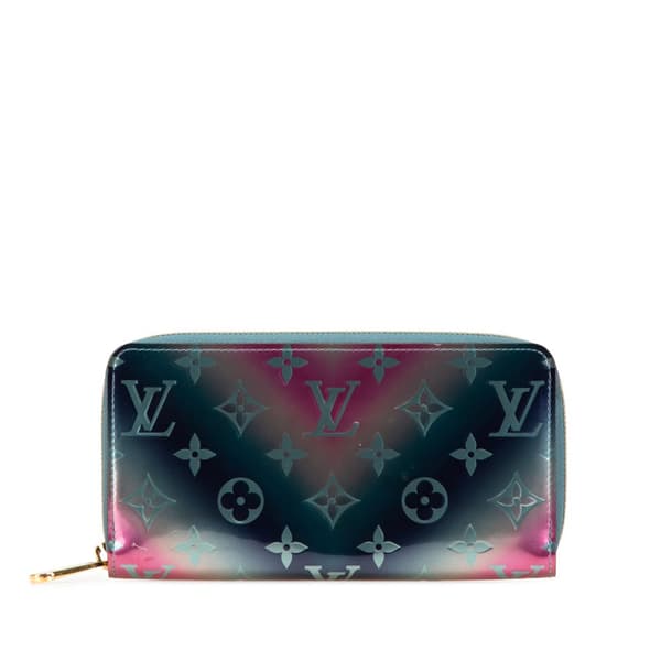 Pre-owned Louis Vuitton Metallic Monogram Vernis Degrade Zippy Long Wallet Blue