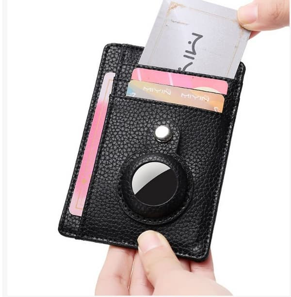 INF Tyylikäs RFID-suojattu Airtag-korttikukkaro Musta