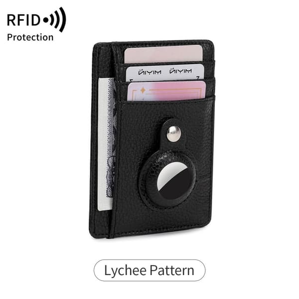INF Tyylikäs RFID-suojattu Airtag-korttikukkaro Musta