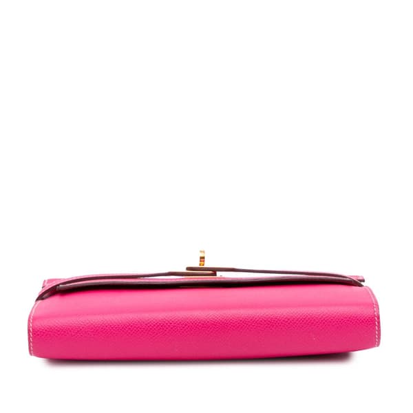 Pre-owned Hermès Epsom Kelly Longue Wallet Pink
