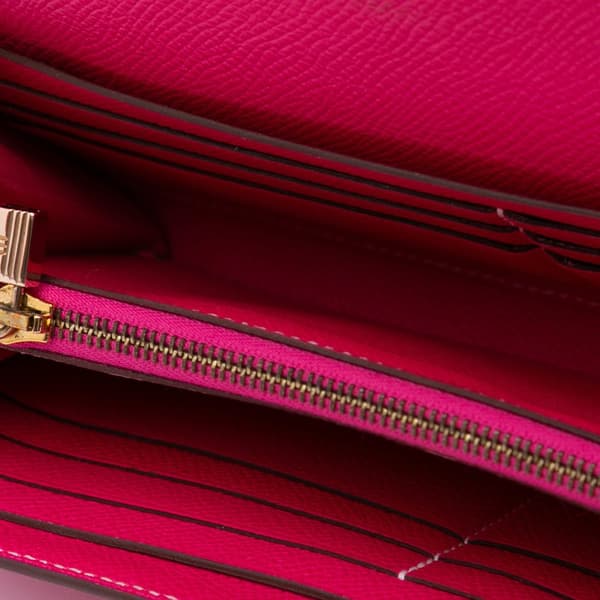 Pre-owned Hermès Epsom Kelly Longue Wallet Pink