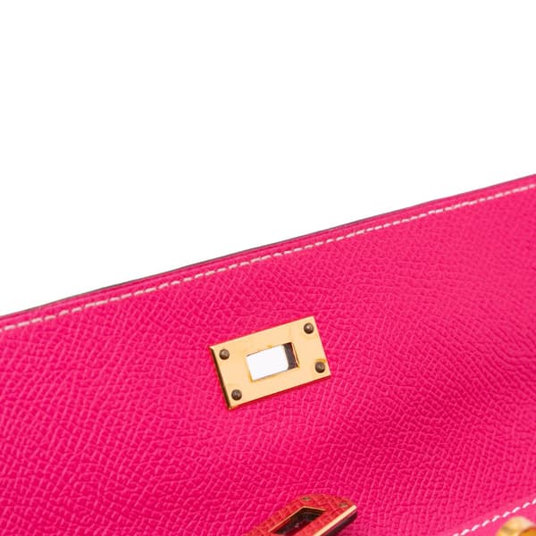 Pre-owned Hermès Epsom Kelly Longue Wallet Pink