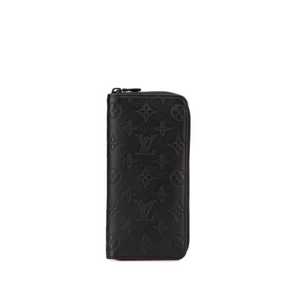 Pre-owned Louis Vuitton Monogram Shadow Zippy Vertical Wallet Black