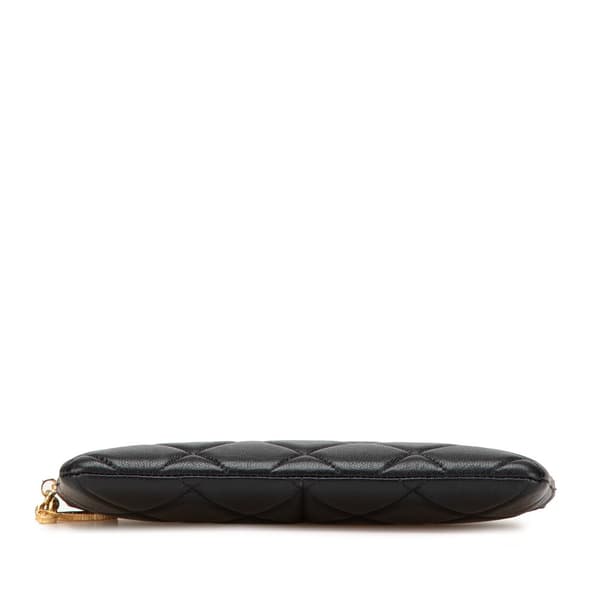 Pre-owned Chanel CC Quilted Caviar Pouch Black
