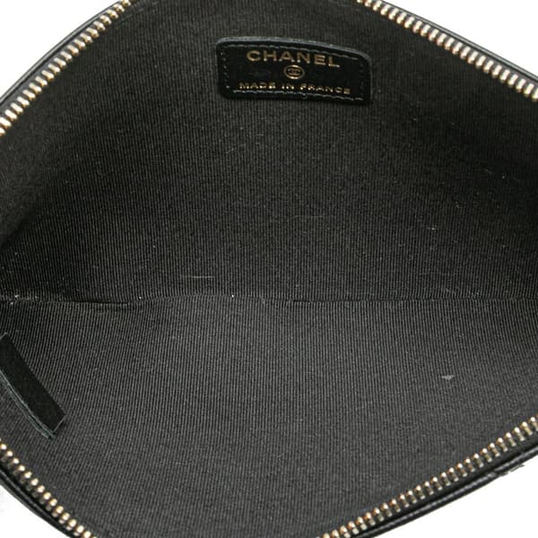 Pre-owned Chanel CC Quilted Caviar Pouch Black
