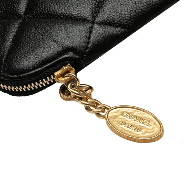 Pre-owned Chanel CC Quilted Caviar Pouch Black