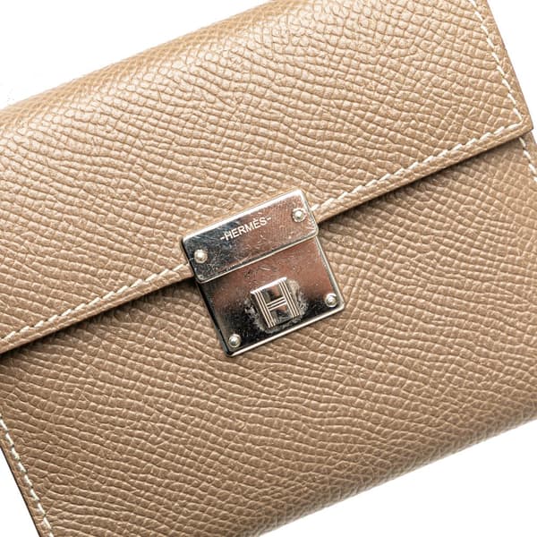 Pre-owned Hermès Mini Epsom Clic Card Holder Brown