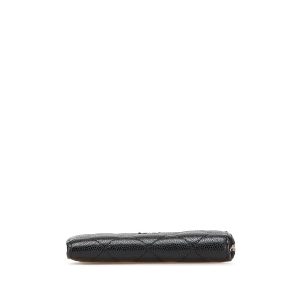 Pre-owned Chanel Quilted Caviar Classic Zipped Key Holder Black