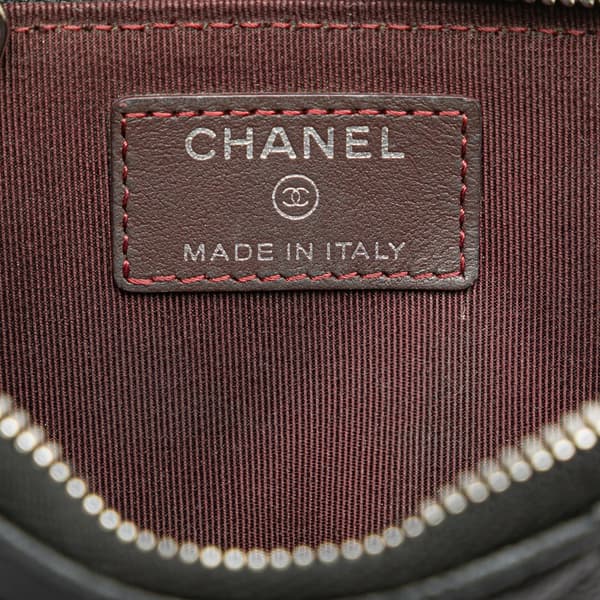 Pre-owned Chanel Quilted Caviar Classic Zipped Key Holder Black