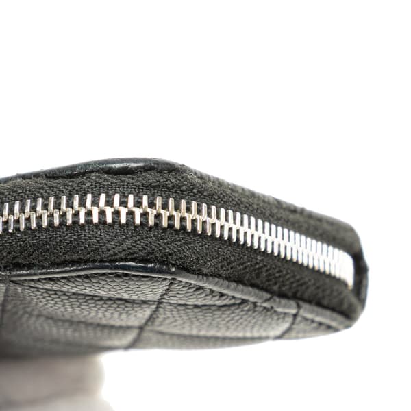 Pre-owned Chanel Quilted Caviar Classic Zipped Key Holder Black