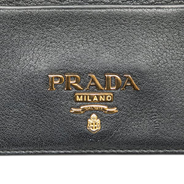 Pre-owned Prada Leather Card Case Black