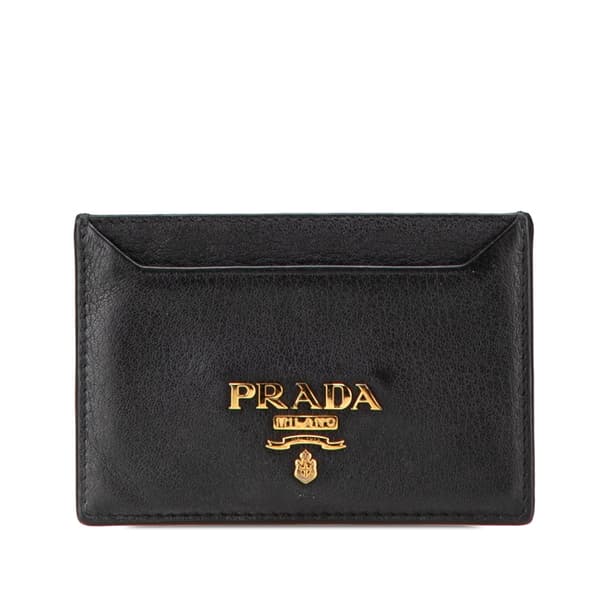 Pre-owned Prada Leather Card Case Black