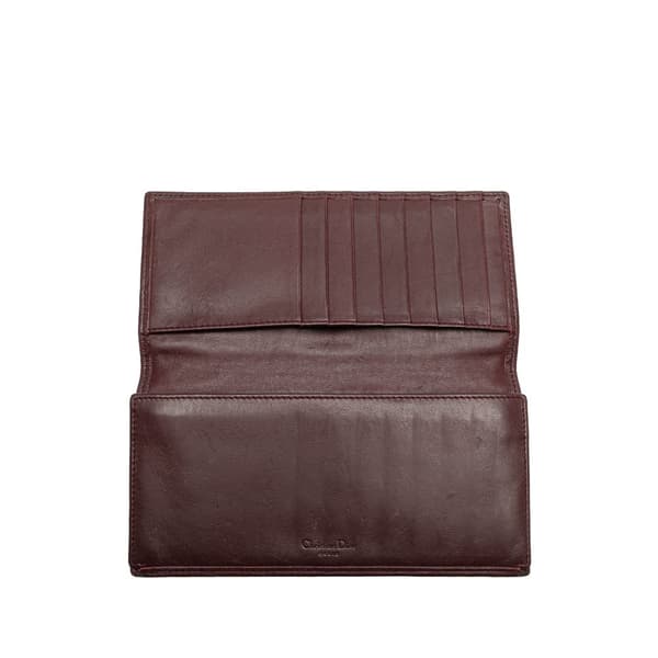 Pre-owned Dior Diorissimo Trotter Canvas Long Wallet Red