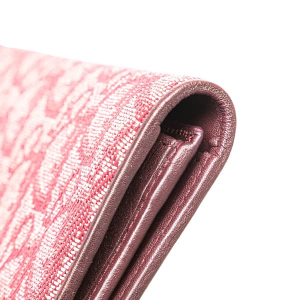 Pre-owned Dior Diorissimo Trotter Canvas Long Wallet Red