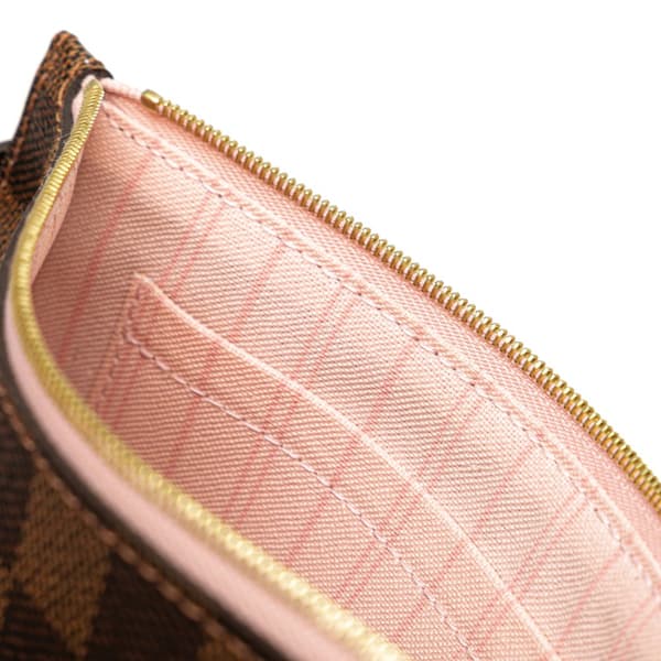 Pre-owned Louis Vuitton Damier Ebene Neverfull Pouch MM Brown