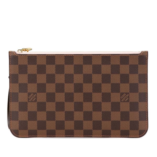 Pre-owned Louis Vuitton Damier Ebene Neverfull Pouch MM Brown