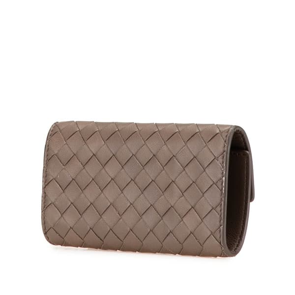 Pre-owned Bottega Veneta Nappa Intrecciato Key Case Brown