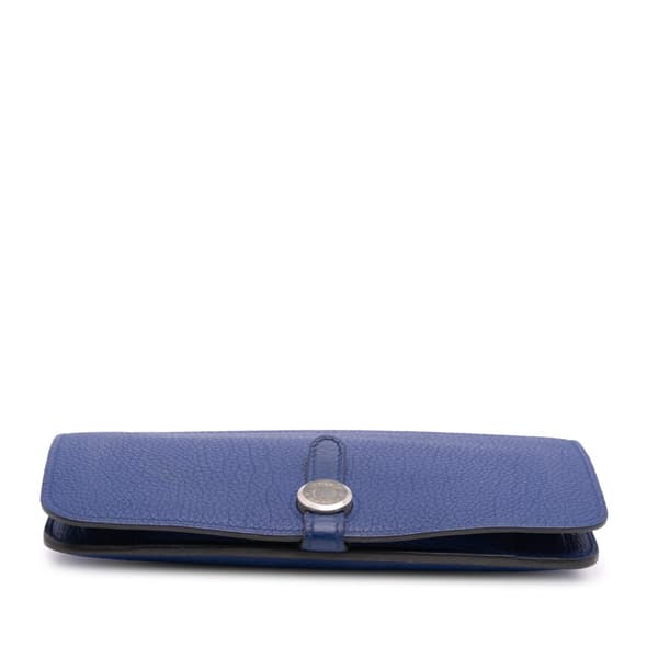 Pre-owned Hermès Clemence Dogon Wallet GM Blue