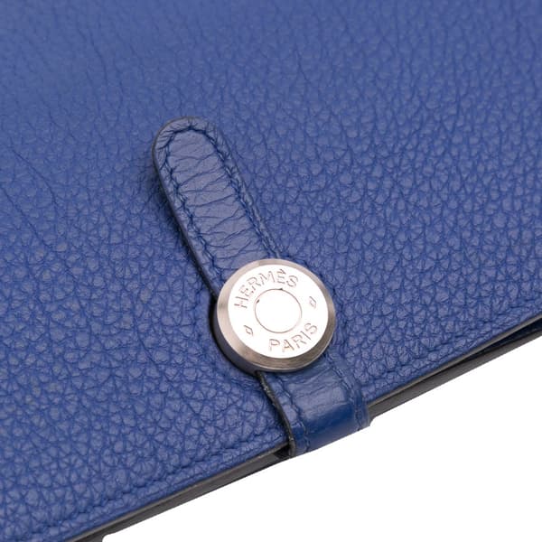Pre-owned Hermès Clemence Dogon Wallet GM Blue