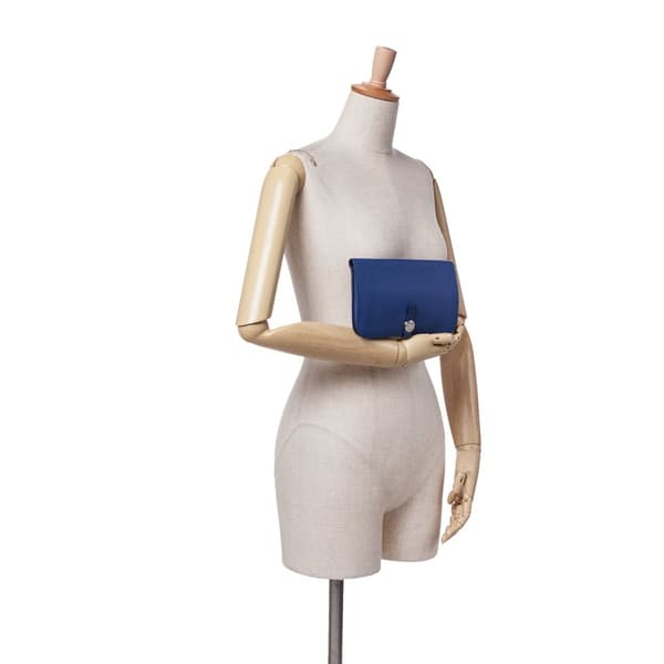 Pre-owned Hermès Clemence Dogon Wallet GM Blue