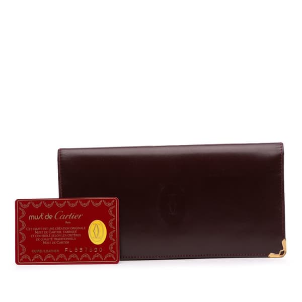 Pre-owned Cartier Leather Must De Cartier Wallet Red