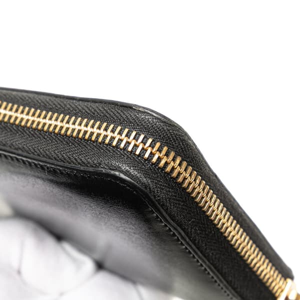 Pre-owned Saint Laurent Leather Tiny Cassandre Zip Around Long Wallet Black