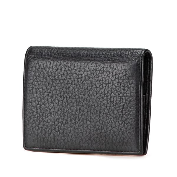 Pre-owned Prada Vitello Grain Bifold Wallet Black