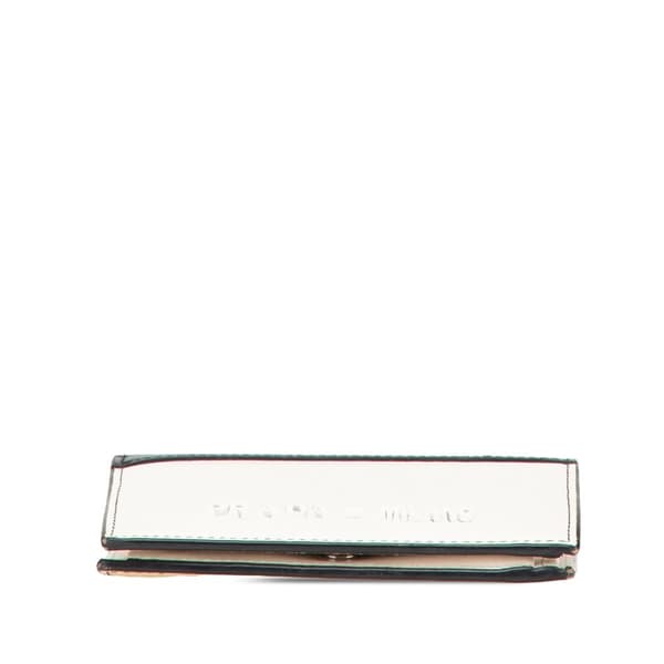 Pre-owned Prada Bicolor Leather Bifold Compact Wallet White