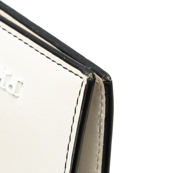 Pre-owned Prada Bicolor Leather Bifold Compact Wallet White