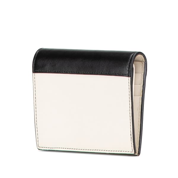 Pre-owned Prada Bicolor Leather Bifold Compact Wallet White