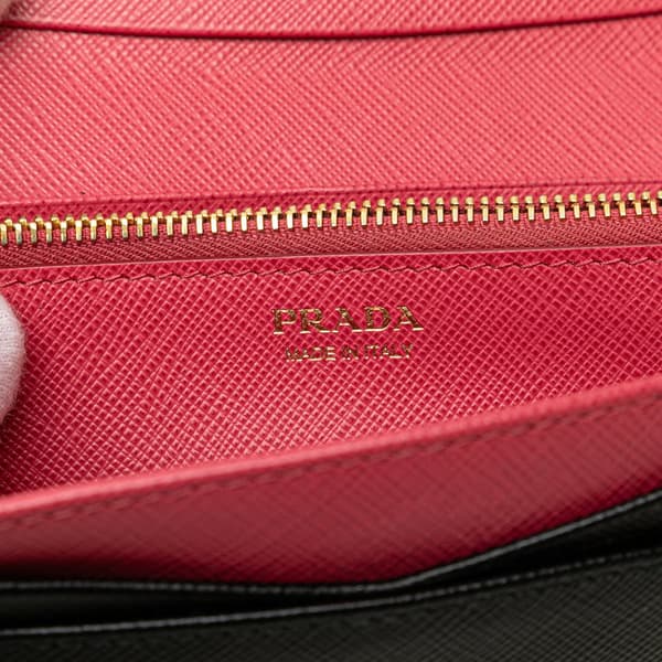 Pre-owned Prada Large Saffiano Wallet Black