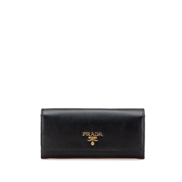 Pre-owned Prada Large Saffiano Wallet Black