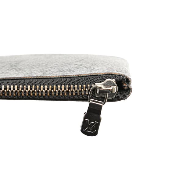 Pre-owned Louis Vuitton Monogram Eclipse Reverse Pochette Cles Gray