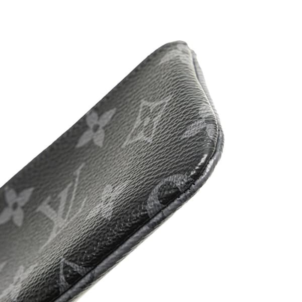 Pre-owned Louis Vuitton Monogram Eclipse Reverse Pochette Cles Gray