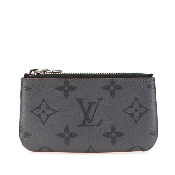 Pre-owned Louis Vuitton Monogram Eclipse Reverse Pochette Cles Gray