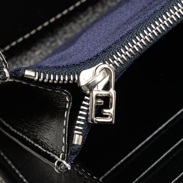 Pre-owned Fendi Zucchino Canvas Zip Around Long Wallet Gray