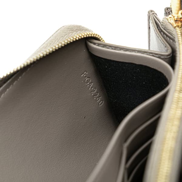 Pre-owned Celine Leather Zip Around Wallet Gray