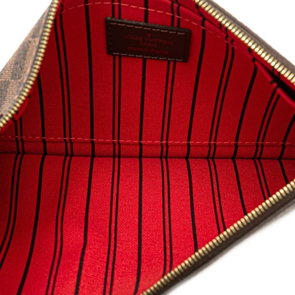 Pre-owned Louis Vuitton Damier Ebene Neverfull Pouch MM Brown